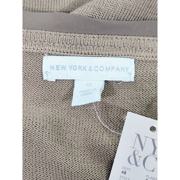 ALK Women's XS New York & Company Tan Layered Short‎ Sleeve Cardigan Blouse Top - Picture 6 of 9